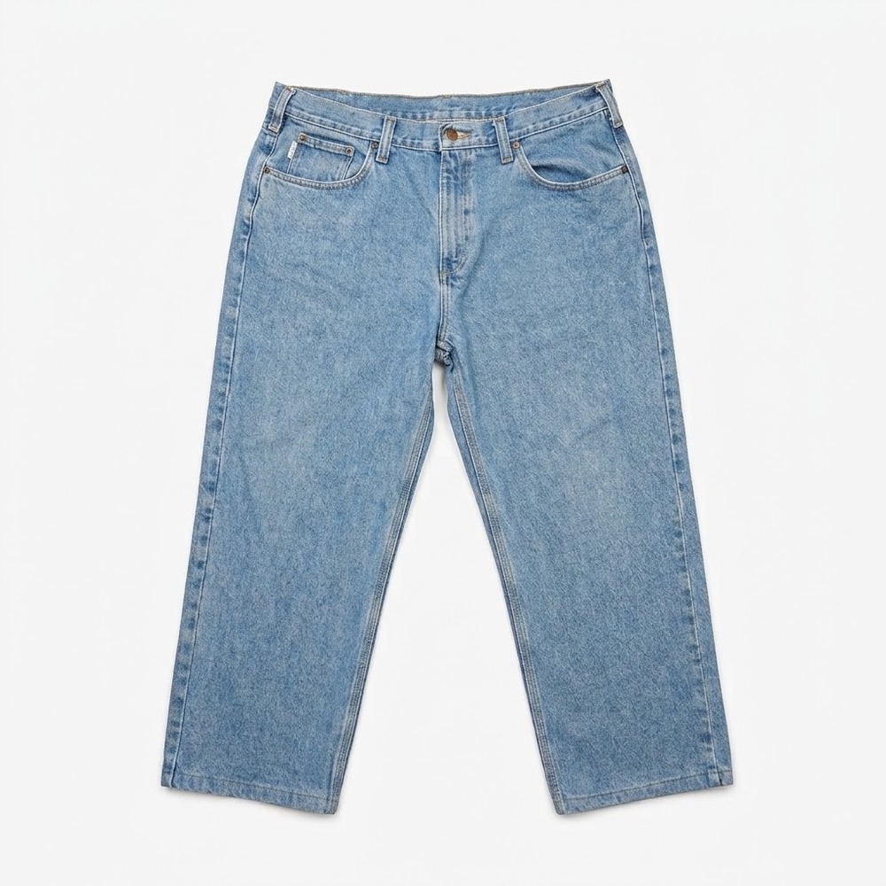 Carhartt Mens 38x30 3400 Relaxed Fit Light Wash Straight Denim Work Jeans Cotton